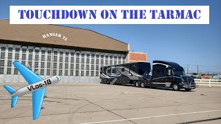 Did we camp out on an airport tarmac? //Fulltime travel in a Big semitruck and custom trailer