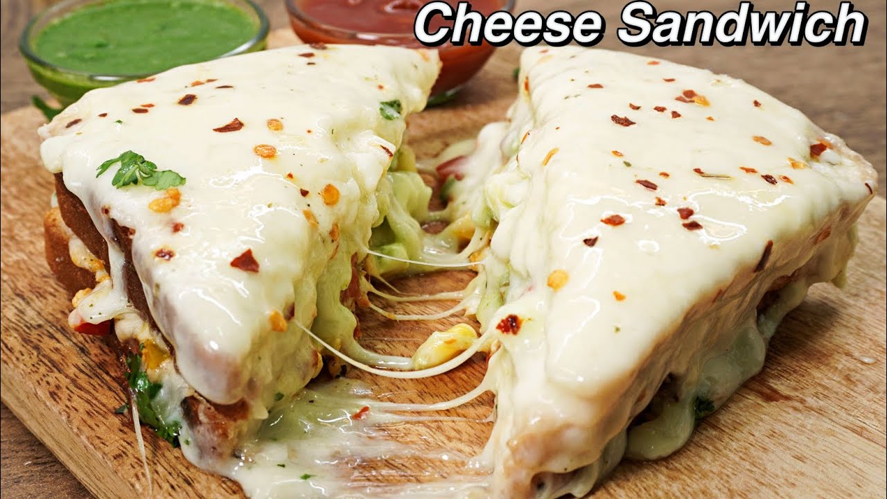 Triple Layer Melting Cheese Sandwich on Tawa - Cheesy Loaded Sandwich | Kanak