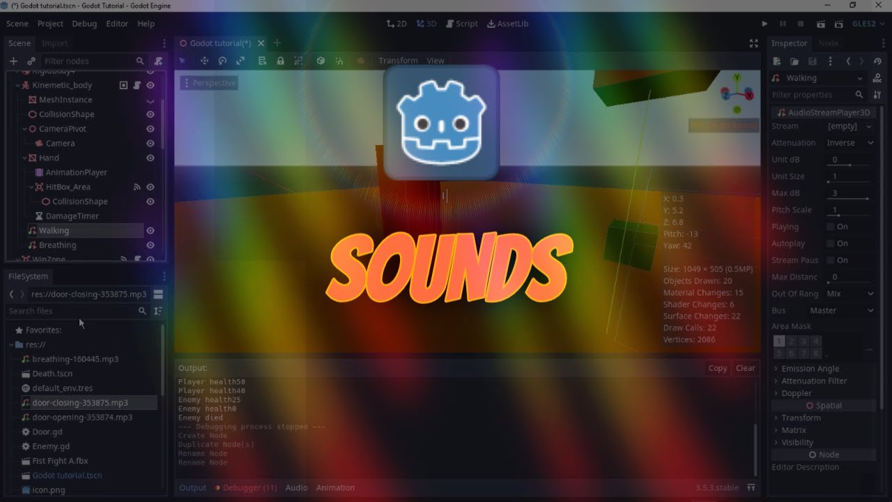 Sounds | Part-2(e) | Godot 3.5.3 | Beginner to Advance