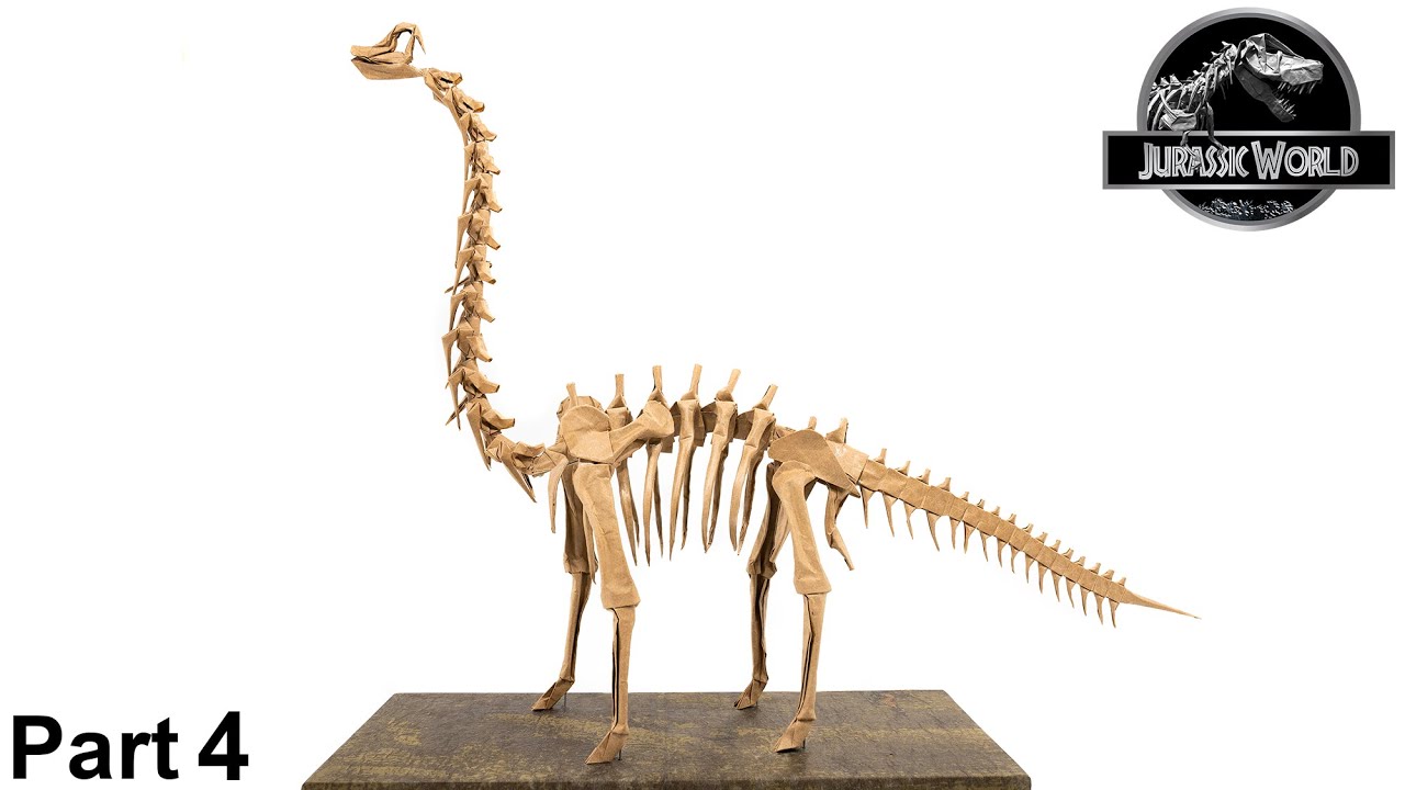 Origami Brachiosaurus skeleton tutorial 4K (Fumiaki Kawahata) part