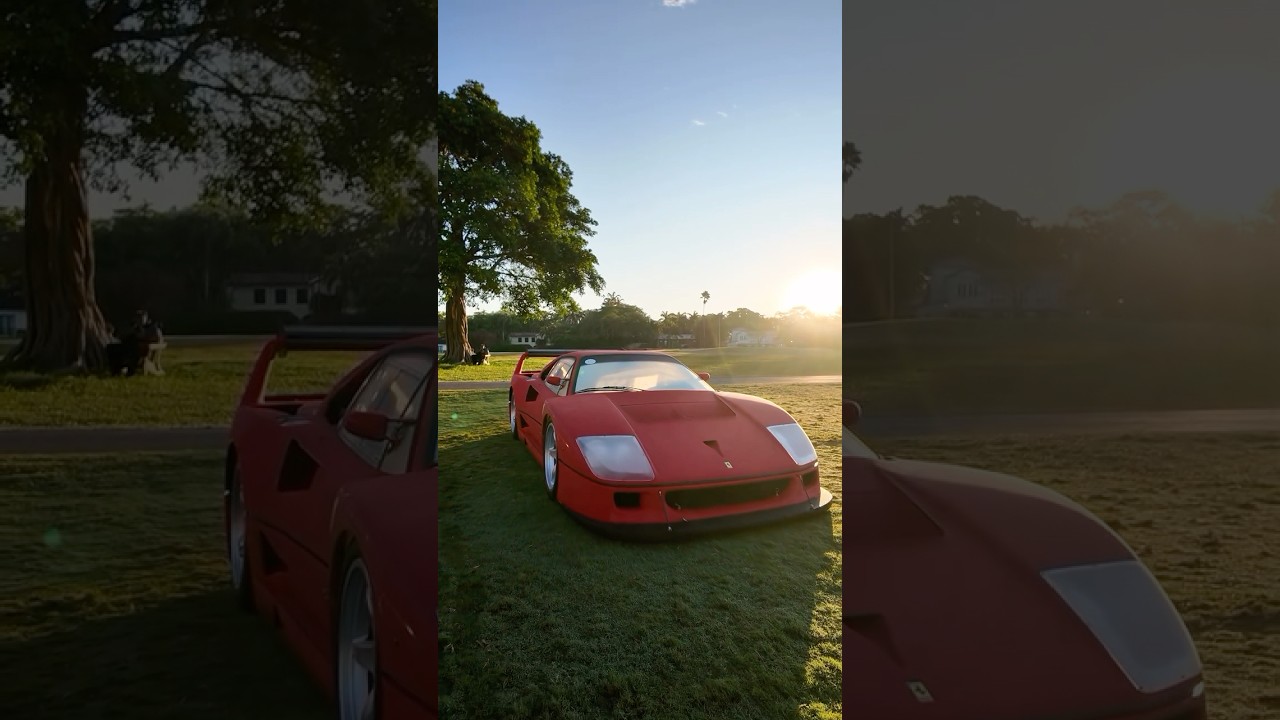 The 1 of 19 Ferrari F40 LM basking in the early morning sun at MODA Miami.