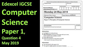 Edexcel iGCSE Computer Science Paper 1 2019 Question 4