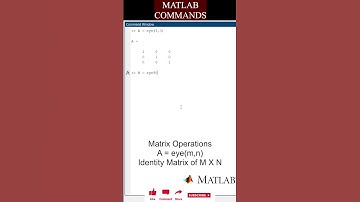 #Shorts #matlabtutorials - Matrix Operations - Identity matrix of (M X N)  #command #operators