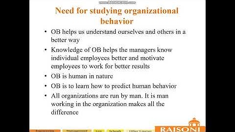 OB-Organizational Behavior- SE CSE-IT-Need for studying organisational behavior