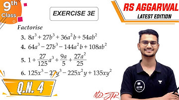 Rs Aggarwal Class 9 | Exercise 3E Q. 4 | Chapter 3 Factorisation of Polynomials | Md Sir Class 9
