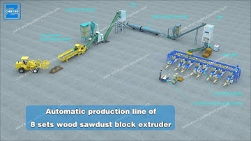 Automatic production line of 8 sets wood sawdust block extruder