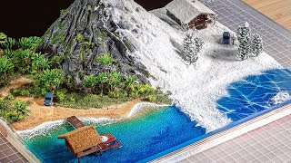 I made a magnificent landscape diorama where summer meets winter