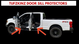 Fits 2017-Up Ford Super Duty TufSkinz Rear Door Sill Protection 2 Piece Kit TUF-Liner, Black w/Red Outline Logo 