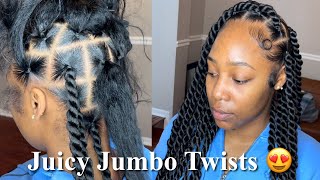 How To: Large / Jumbo Twists Tutorial With Braiding Hair