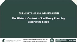 MSUE Resiliency Planning Webinar Series: Session 1