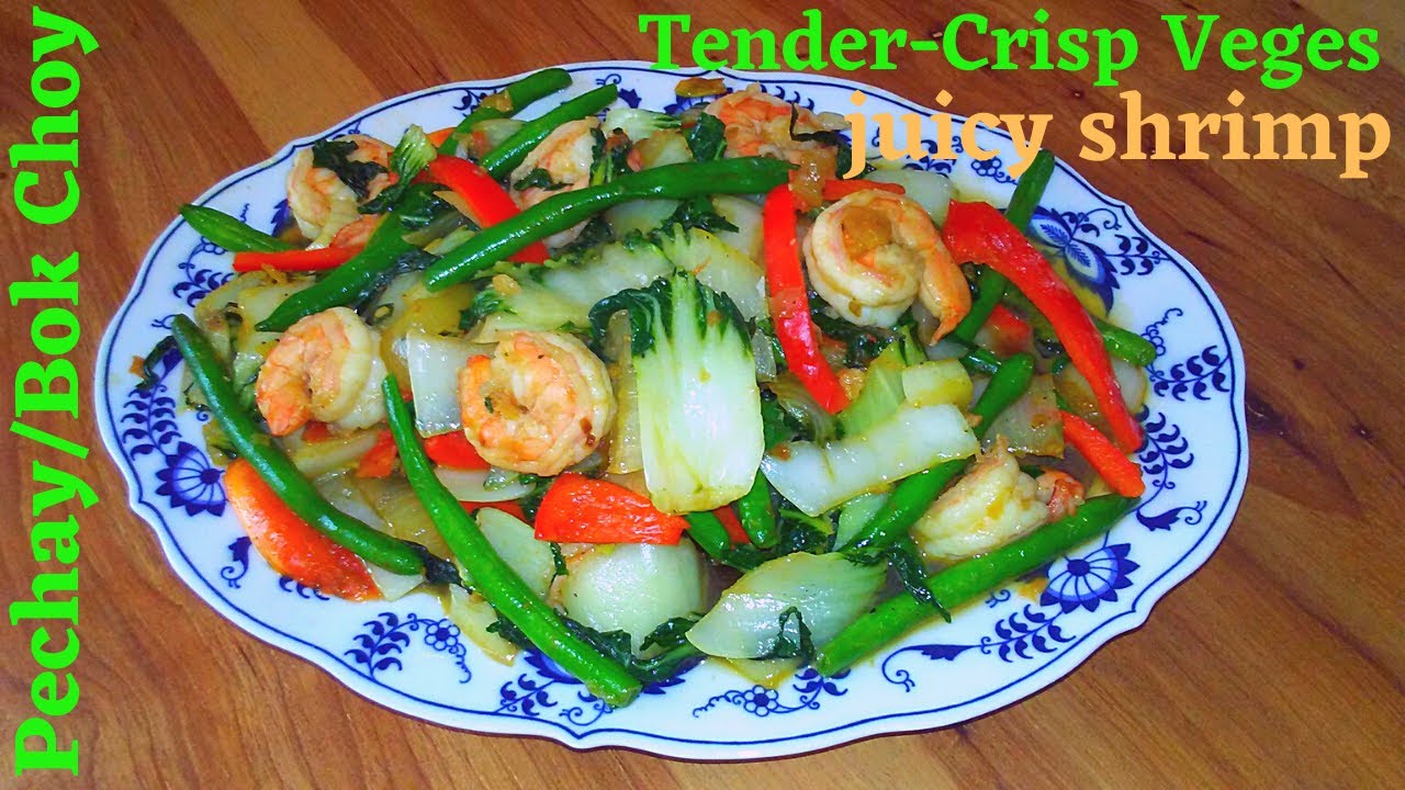 #Home Cooking Bok Choy & Green Beans With Shrimp - YouTube