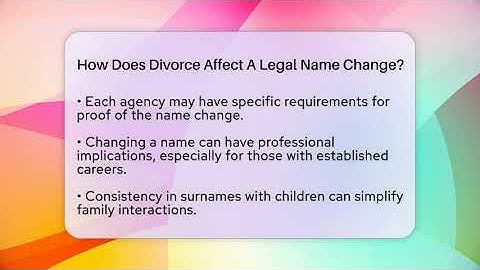 How Does Divorce Affect A Legal Name Change? - Gender Equality Network