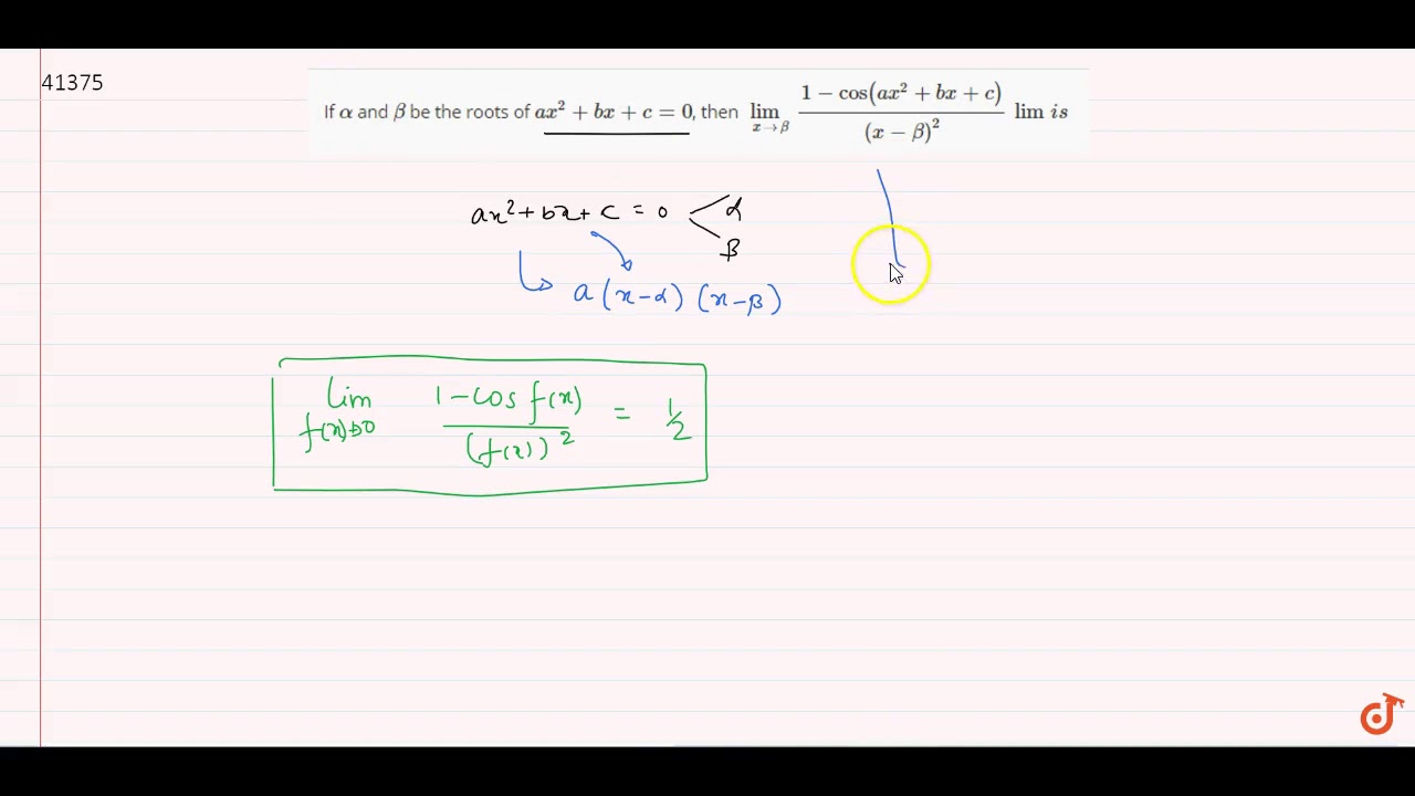 If alpha And beta Be The Roots Of ax 2 bx c 0 Then lim x if-alpha-and-beta-be-the-roots-of-ax-2-bx-c-0-then-lim-x