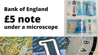 Bank of England £5 note under a microscope