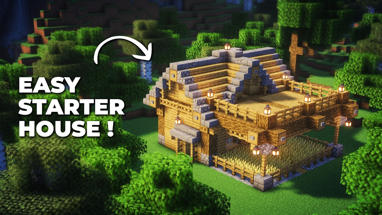 Minecraft | Easy Medieval Starter House | Oak and Stone | Minecraft ...
