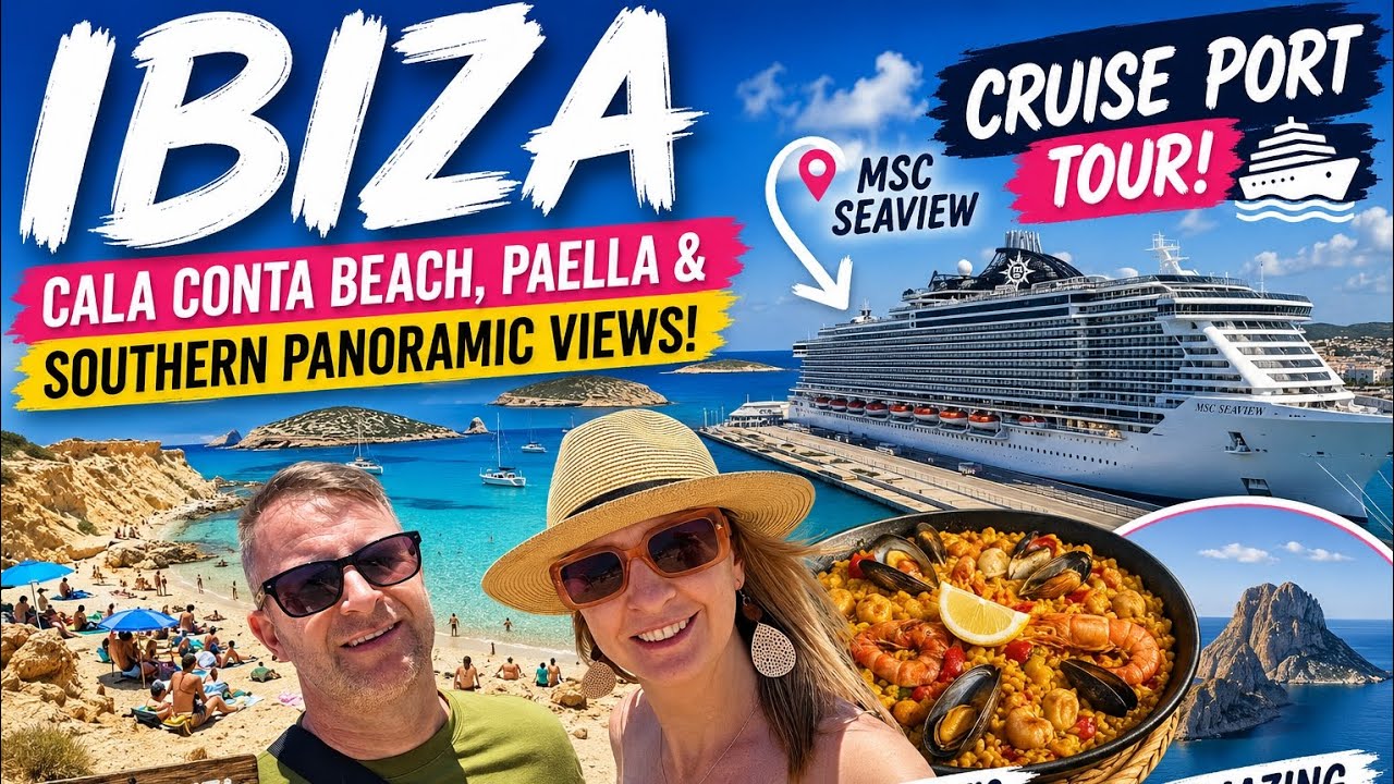 Is This Ibiza's Best Beach? Cala Conta, Paella & Amazing Coastal Views!#Ibiza #calaconta #cruise 