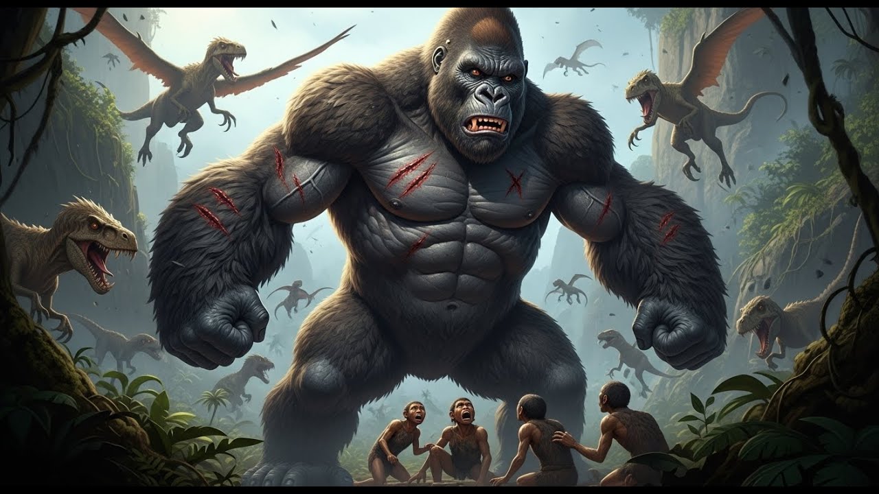 The Surprise Attack: King Kong Protects the Homo habilis Group from the Giant Beasts