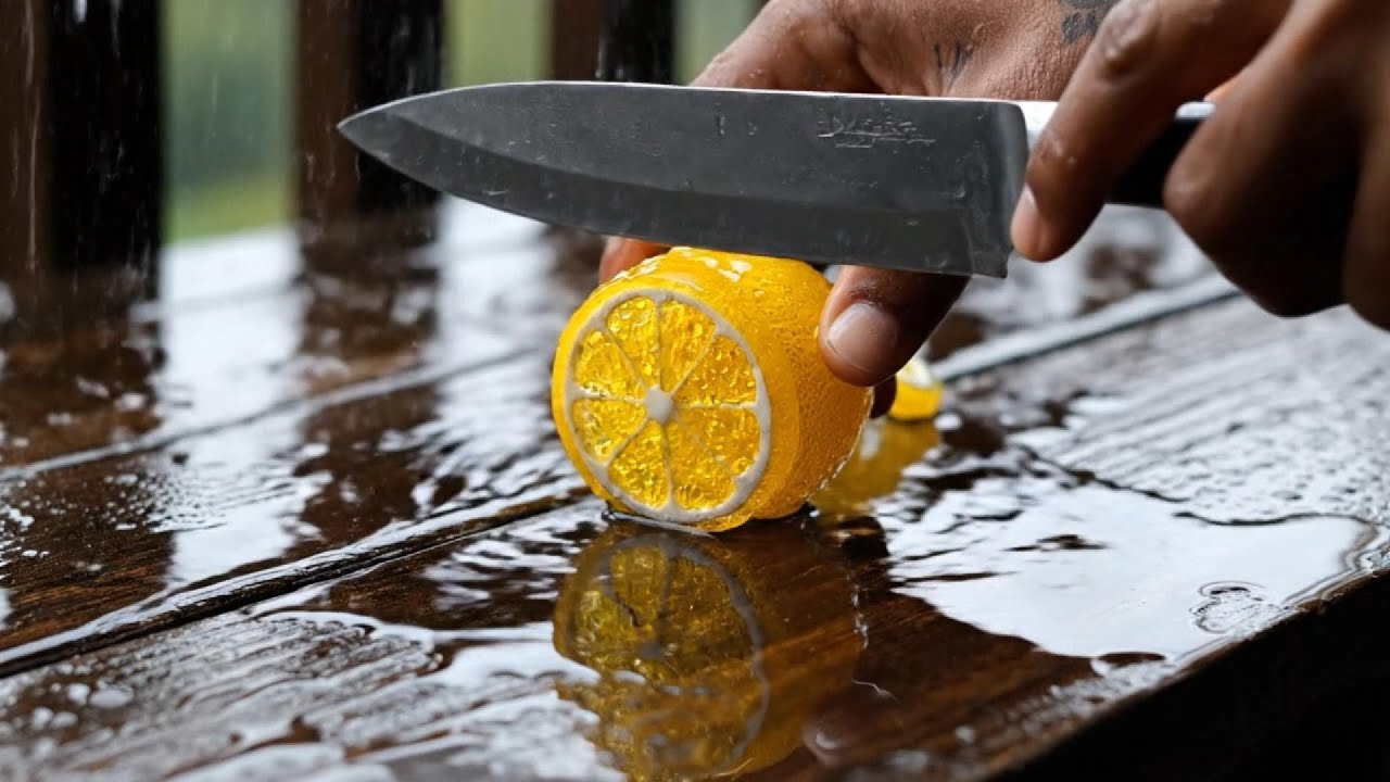 Satisfying Lemon Cutting ASMR | Rain Sounds & Sharp Knife 🍋