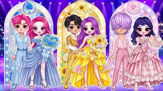 Blue Rose vs Sunflower vs Pink Rose Couples Contest! | Huntrix & Saja Boys DIY Fashion Paper Dolls screenshot 1