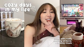 cozy days in my life ☕️ | cooking at home, holiday desserts, living with three cats