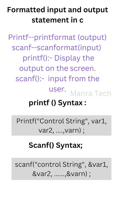 Input and output statement in c /printf and scanf syntax/c basic in ...