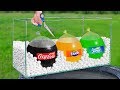 Experiment: Giant Balloons of Coca Cola, Fanta and Sprite VS Mentos!