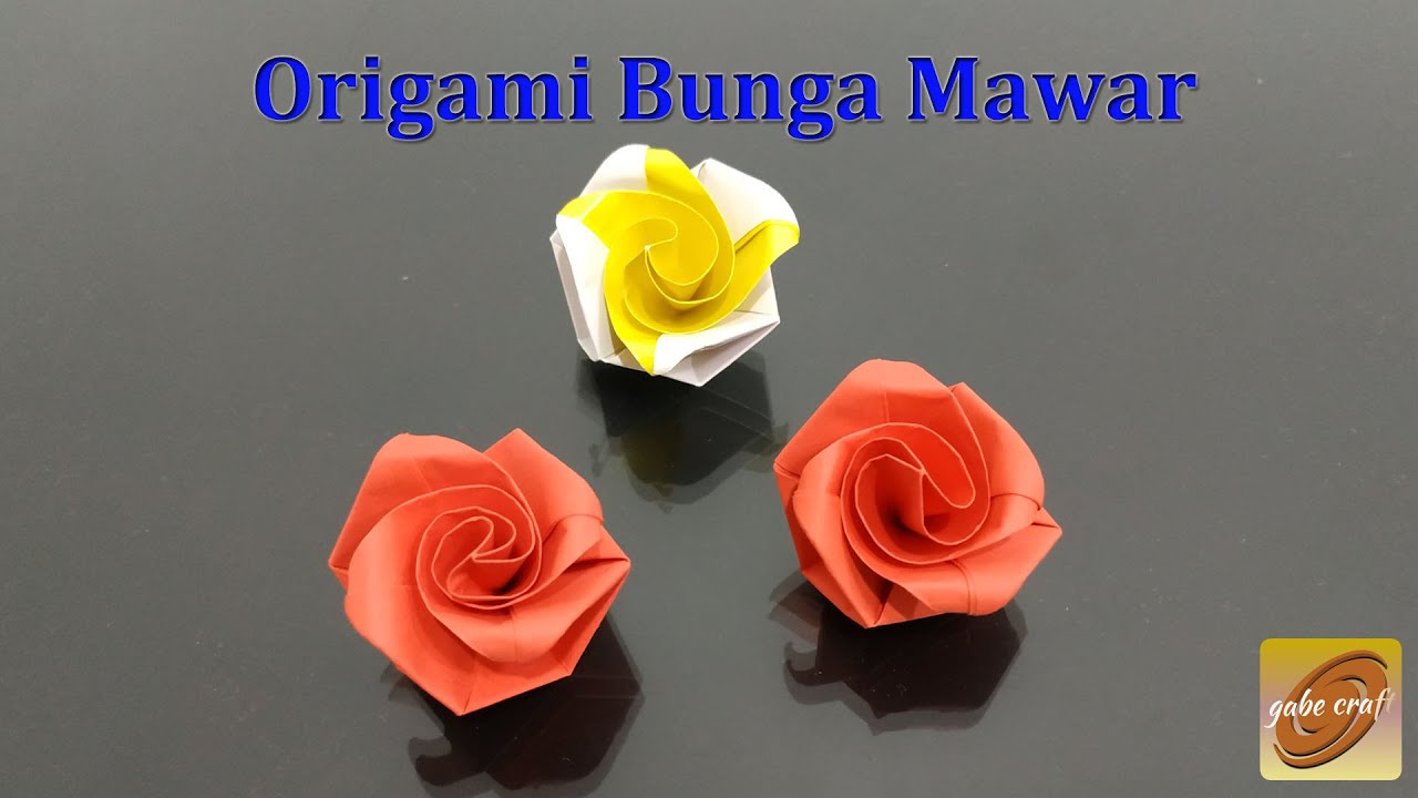  Cara  Membuat  Origami Bunga  Mawar  dari Kertas Origami 