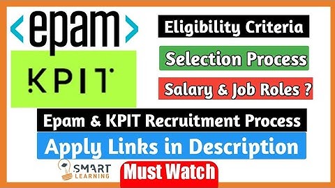 EPAM & KPIT Hiring update |Epam &KPIT Recruitment Process 2021 | Exam Patterns | Smart Learning