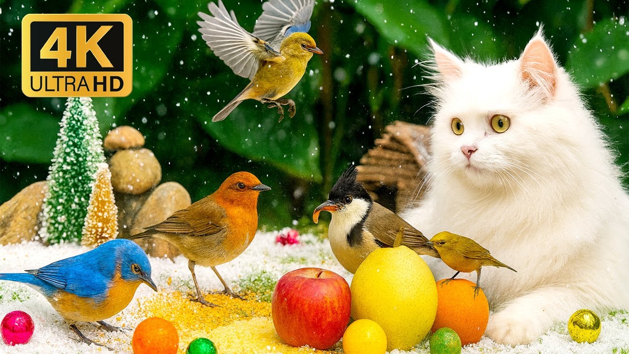 🔥 Snowstorm Bird Show ❄️ Pets Go Crazy Watching This! | Ultimate 4K Relaxation TV