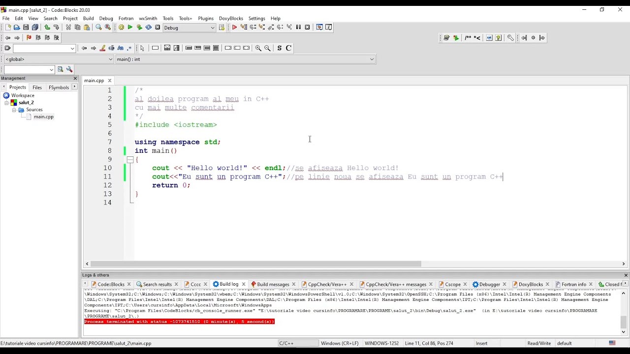 PROGRAMARE CPP 2 - PRIMUL MEU PROGRAM CPP - YouTube