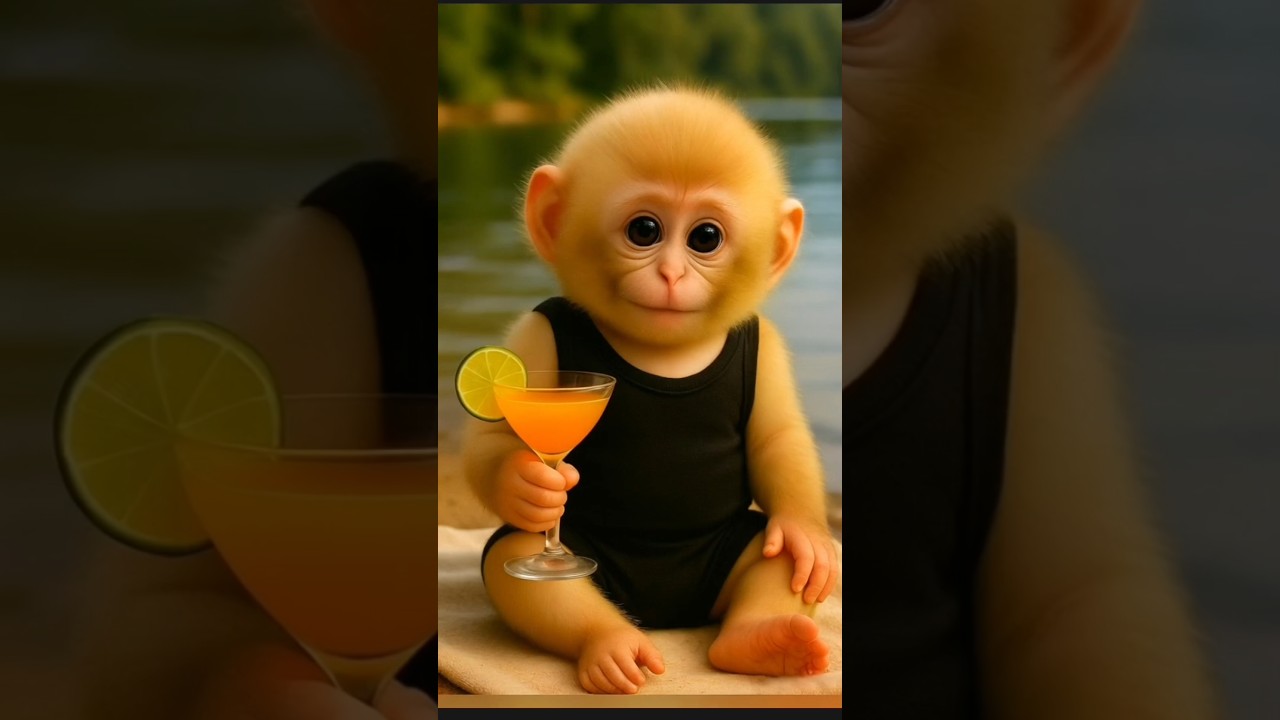 little monkey baby' drink juice 
