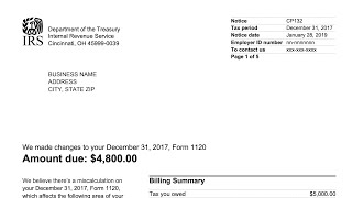 How to understand your CP132 Notice (The IRS adjusted your Form 1120. You owe taxes.)
