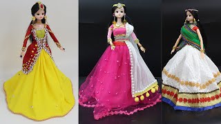 3 South indian bridal dress and Jewellery, Doll decoration with clothes