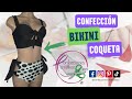 DIY BIKINI COQUETA, aprende paso a paso como hacer bikini dos piezas, panty alta y top con amarre