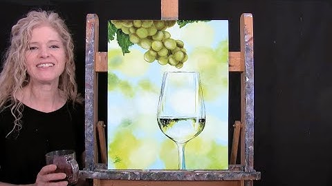 Learn How to Paint "WHITE WINE AND GRAPES" with Acrylic - Paint & Sip at Home - Step by Step Lesson