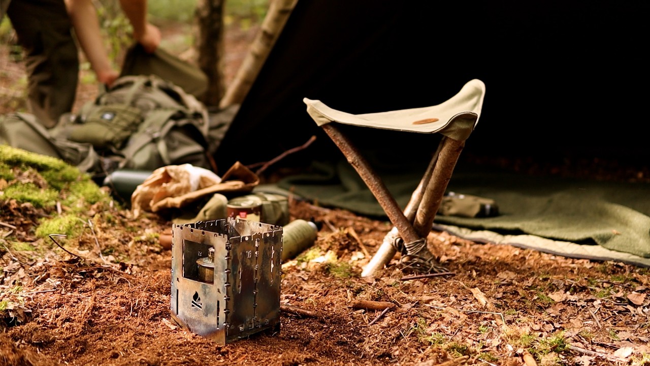 Camp & Cook with Nordic Wolf equipment 🌲 a night alone in a birch forest with lavvu & wool blanket