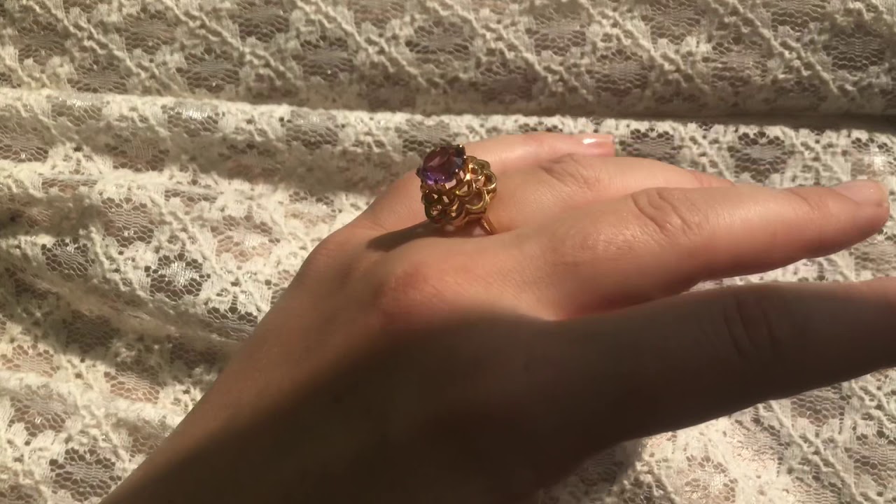 70s vintage amethyst gold ring