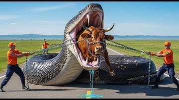 Brave Heroes Save a Cow From Giant Python–Cobra Attack! #cow #animals #saveanimals