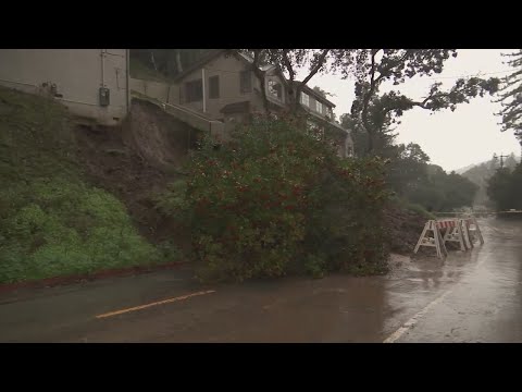 Mudslide forces road