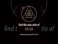 find the area ratio of C1 to C3. inscribed circle and equitateral trianle.