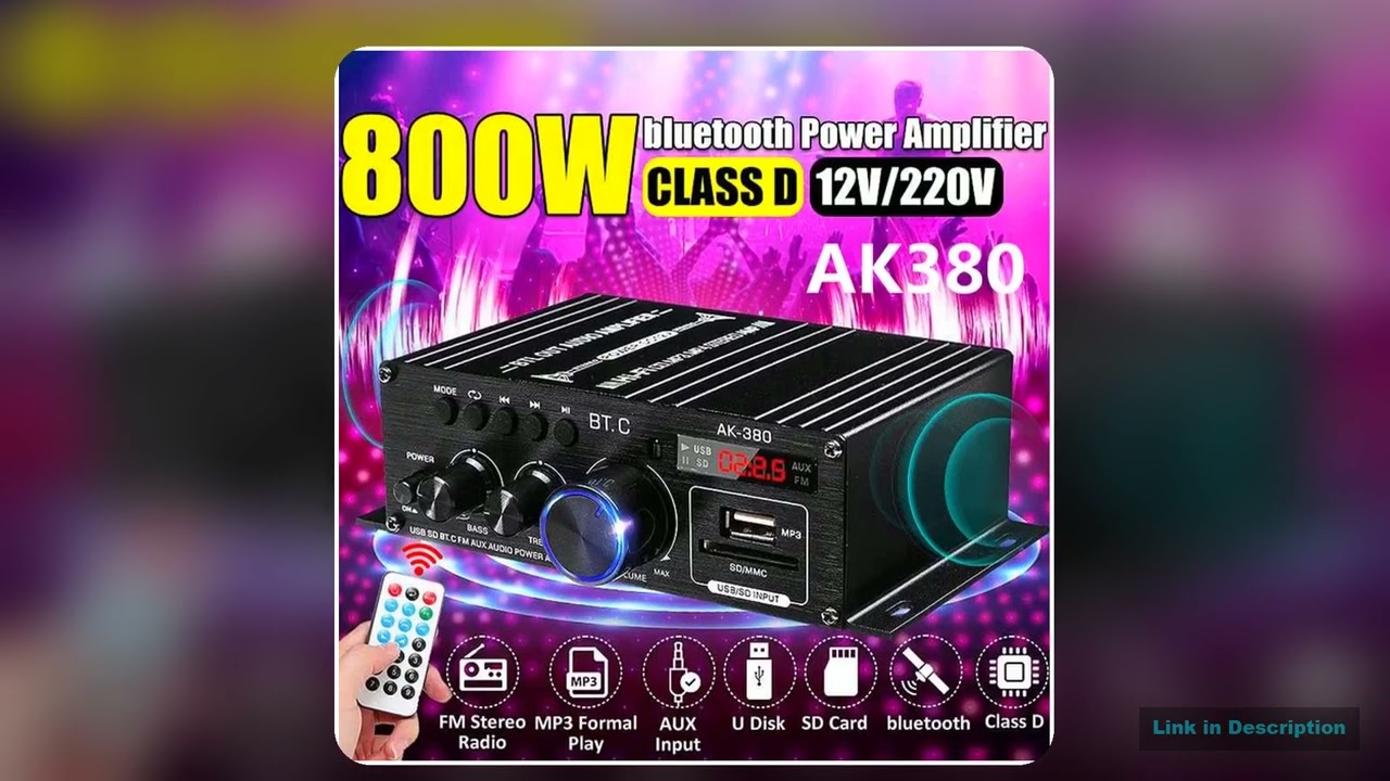 AK380G8AK370AK270AK170 800W 12V Home Car Hifi Power Amplifier Stereo BASS Audio Amp Speaker Class