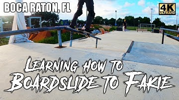 Learning How to Boardslide to Fakie a Down Rail & More!! |Drop In Skatepark Boca Raton, FL