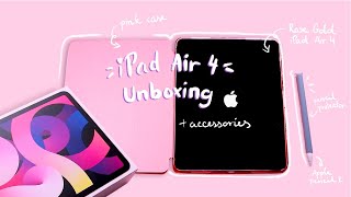 ? iPad Air 4 (rose gold) chill asmr unboxing ✨ with apple pencil + accessories