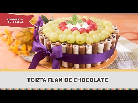 Torta Flan de Chocolate com Uvas - Receitas de Minuto #289