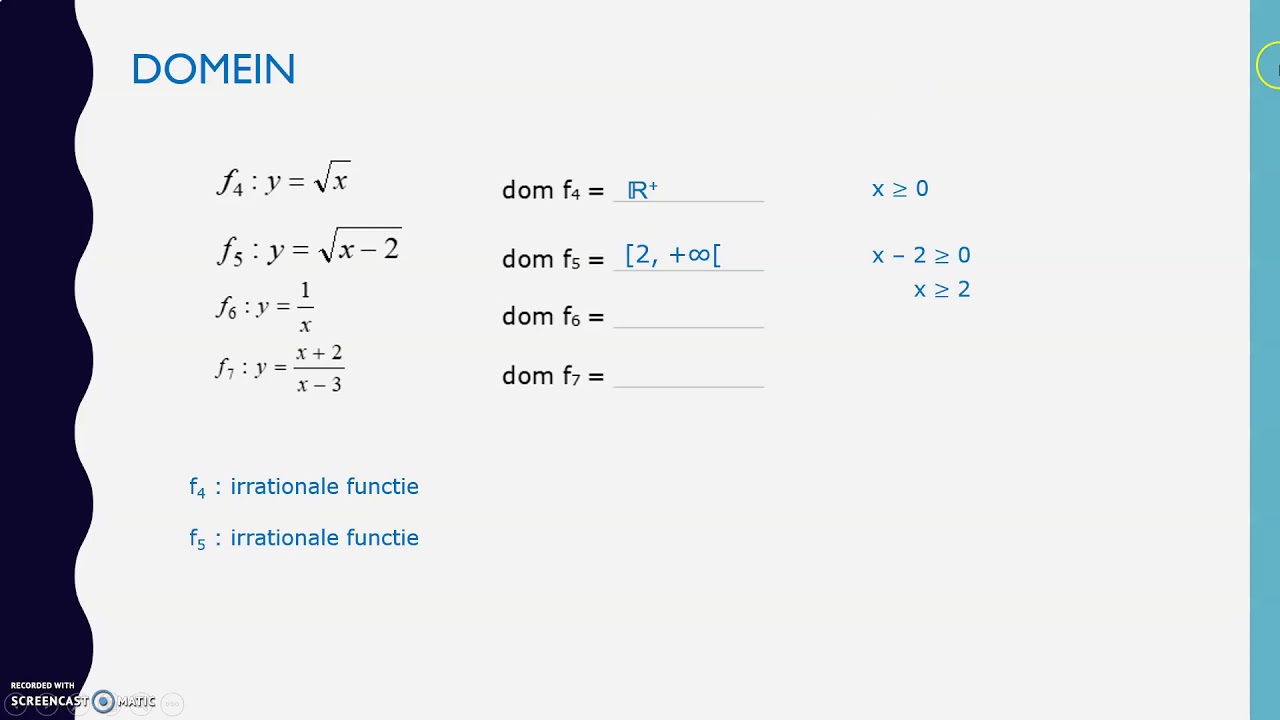 Domein en bereik van een reële functie (deel 1) - YouTube
