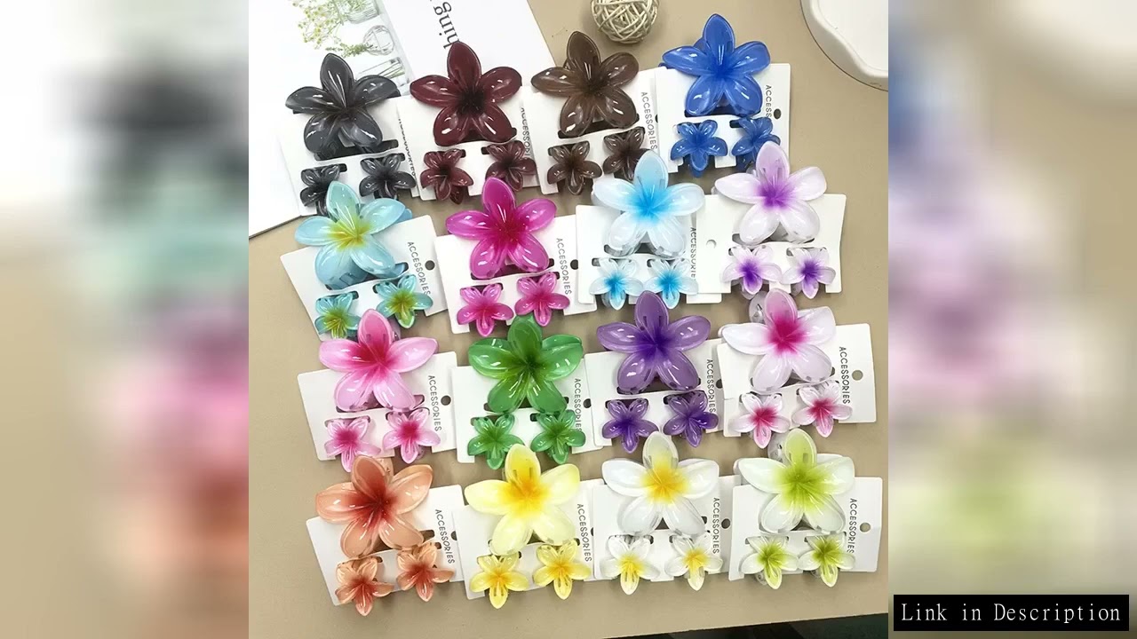 3Pcs Sweet Colorful Plumeria Flower Shark Clip Hair Claw Bohemian Ponytail Clip Plastic Hairpin Barr