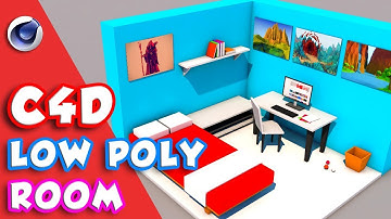 Cinema 4D Low Poly Tutorial | C4D TUTORIAL | Low Poly Room Modeling C4D (Beginner)