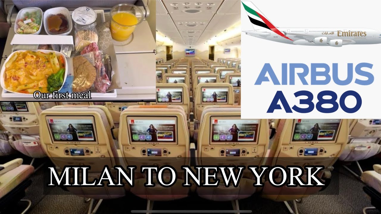 Milan to New York MXP to JFK Emirates A380 economy class