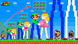 Super Mario Bros. But Peach And Luigi Upgrading To The Tallest Ever With 999 Seed Power-Ups