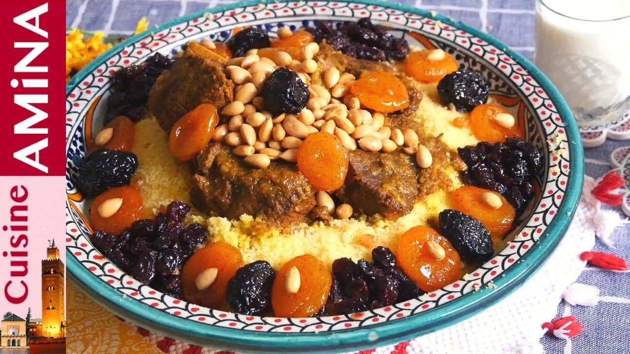 كسكس ملكي خاص للمناسبات والعراضات باللحم ،البرقوق والمشماش معسل خطوة بخطوة كيجي يا سلام